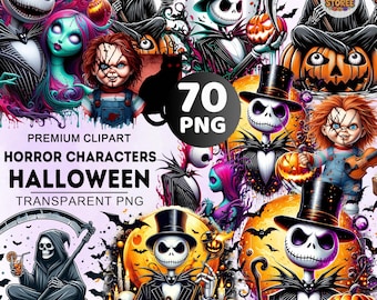 70+ Killer Characters Clipart Bundle, Spooky Png, Watercolor Horror Characters Clipart, Slasher Movie Png, Horror Clipart, Skelleton Png