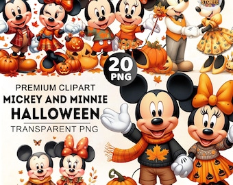 20+ Mickey and Friends Clipart Bundle, Mickey Mouse Png, Mickey and Minnie Clipart, Minnie Png, Pumpkins Clipart, Autumn Png