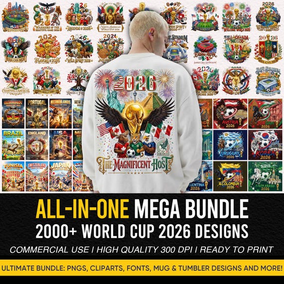 2000+  World Cup 2026 PNG Bundle, All-In-One Fifa World Cup Png, Mascot Football Tumbler, Football Nations Mug, USA Canada Mexico Clipart