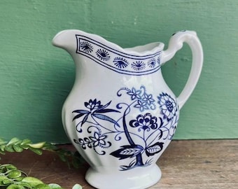 Vintage Blue and White Ironstone Creamer, J & G Meakin, England