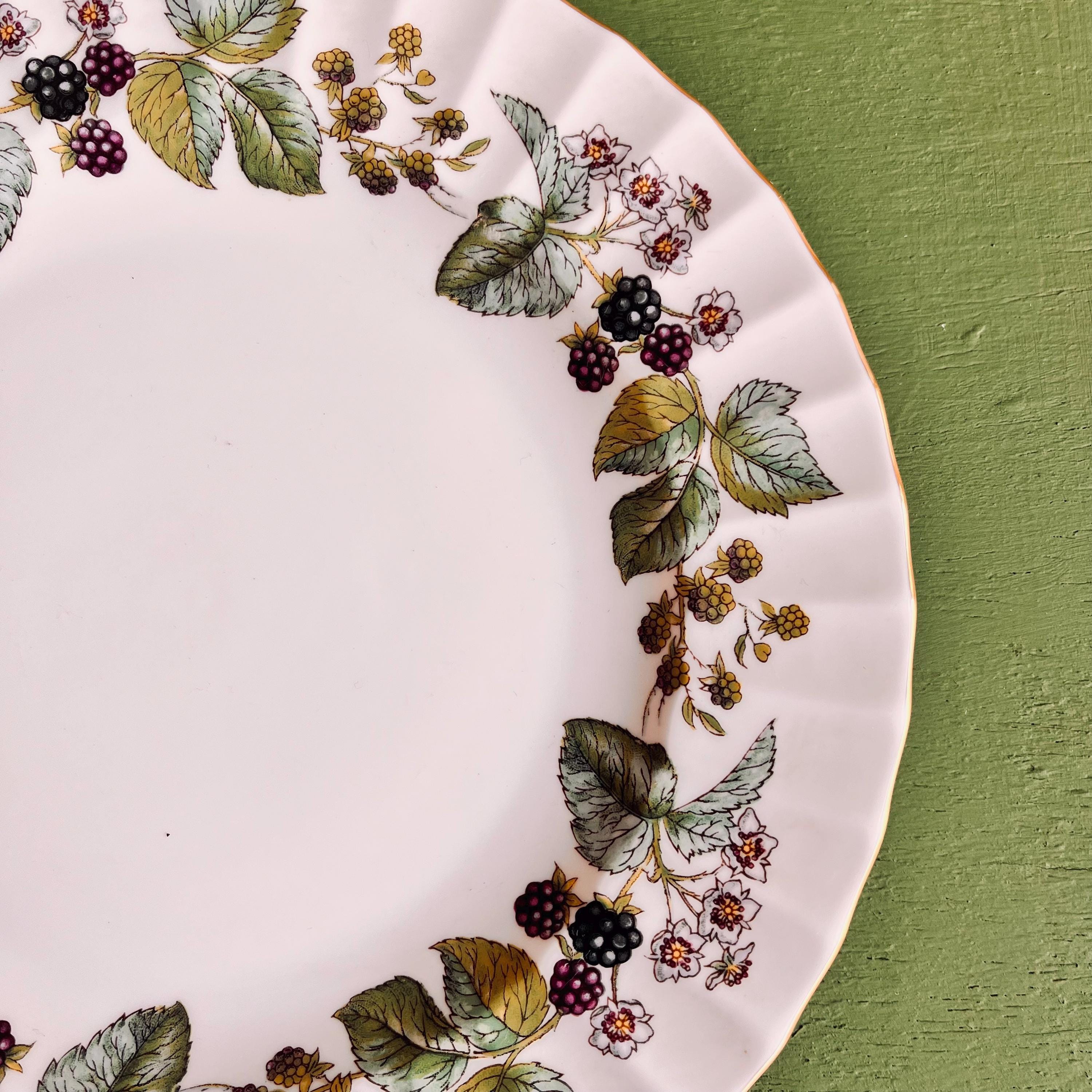 Royal Worcester Lavinia Salad Plates: Blackberry Bone China