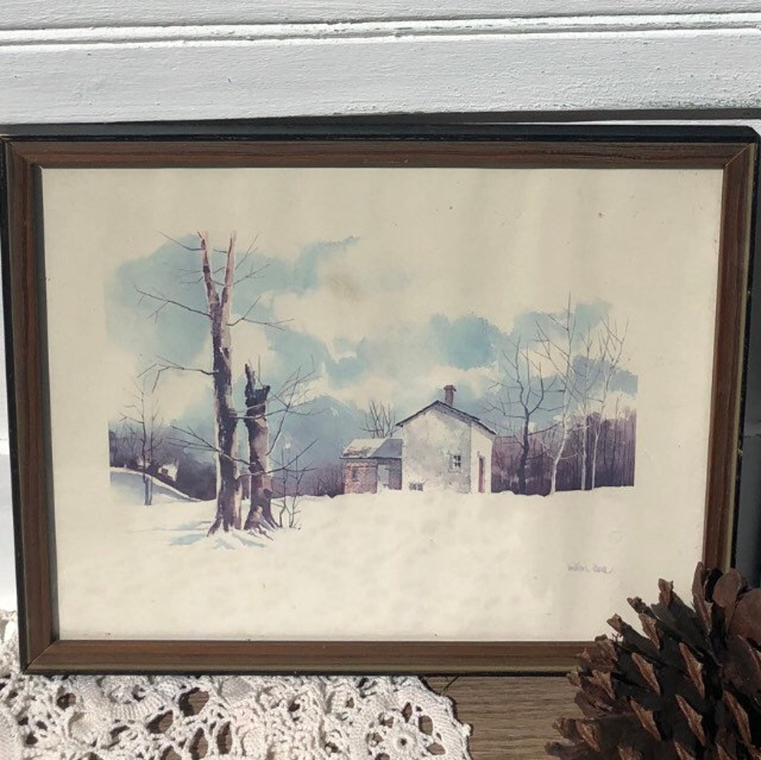 Vintage Framed Winter Scene / Winter Scene Framed Print / Etsy