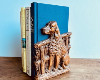 Vintage Syroco Spaniel Dog Bookends: Molded Wood Decor