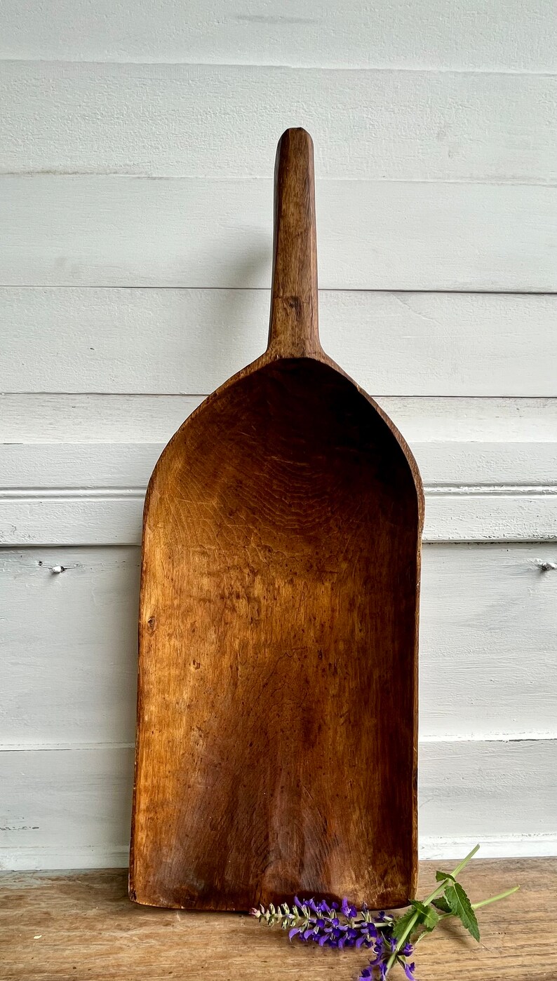 Antique Wooden Grain Scoop, Wood Grain Scoop With Hook, Primitive Wood