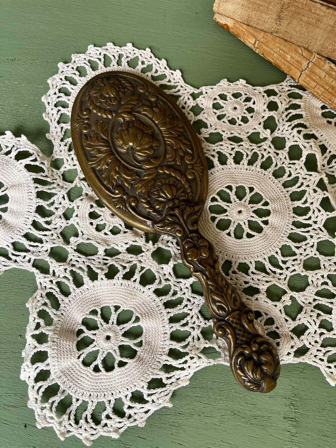 Vintage Art Nouveau Brass Hand Mirror Vintage Brass Hand Etsy