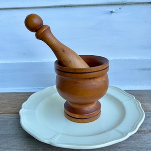 Vintage Made in France Wood Mortar & Pestle