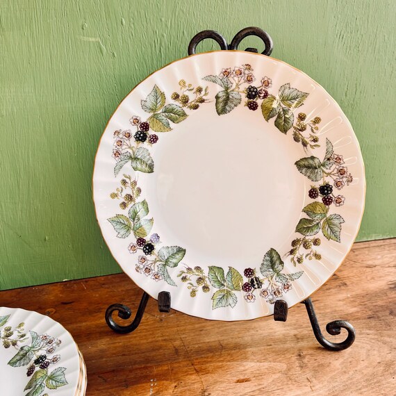 Royal Worcester Lavinia Salad Plates: Blackberry Bone China