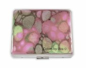 Faux Agate 7 Day Pill Box with Extra Compartment Free Hand Painted Dusty Pastel Enamel with Personalized and Color Options