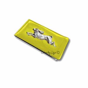 Hand Painted Hare Money Clip: Antique Silver Enamel, Personalized Option