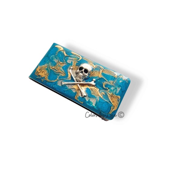 Pince à Billets En Laiton Avec Tête De Mort - Portefeuille Métallique Minimaliste Pour Hommes, Cadeau Fête Des Pères - 3
