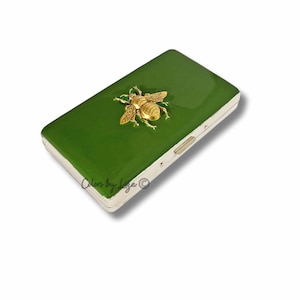 Antike goldene Bienen-Pillendose: Celadon Emaille Organizer mit 8 Fächern