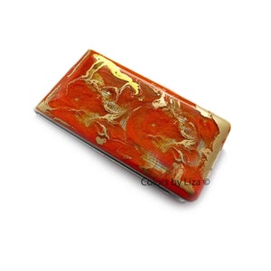 Orange und Gold Geldklammer Handbemaltes Enamel Quartz inspiriertes Design mit individuellen Farben und personalisierten Optionen verfügbar