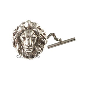 Antique Gold Lion Head Cufflinks Art Deco Leo Design with Tie Clip and Tie Pin Set Options image 10