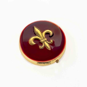 Fleur de Lis Pill Box: Burgundy Enamel, French Design
