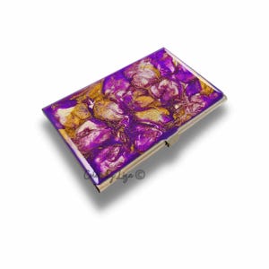 Lila Orchidee in der handbemalten Emaille Amythyst Quarz inspirierte Metallbrieftasche Personalisierte und benutzerdefinierte Farboptionen