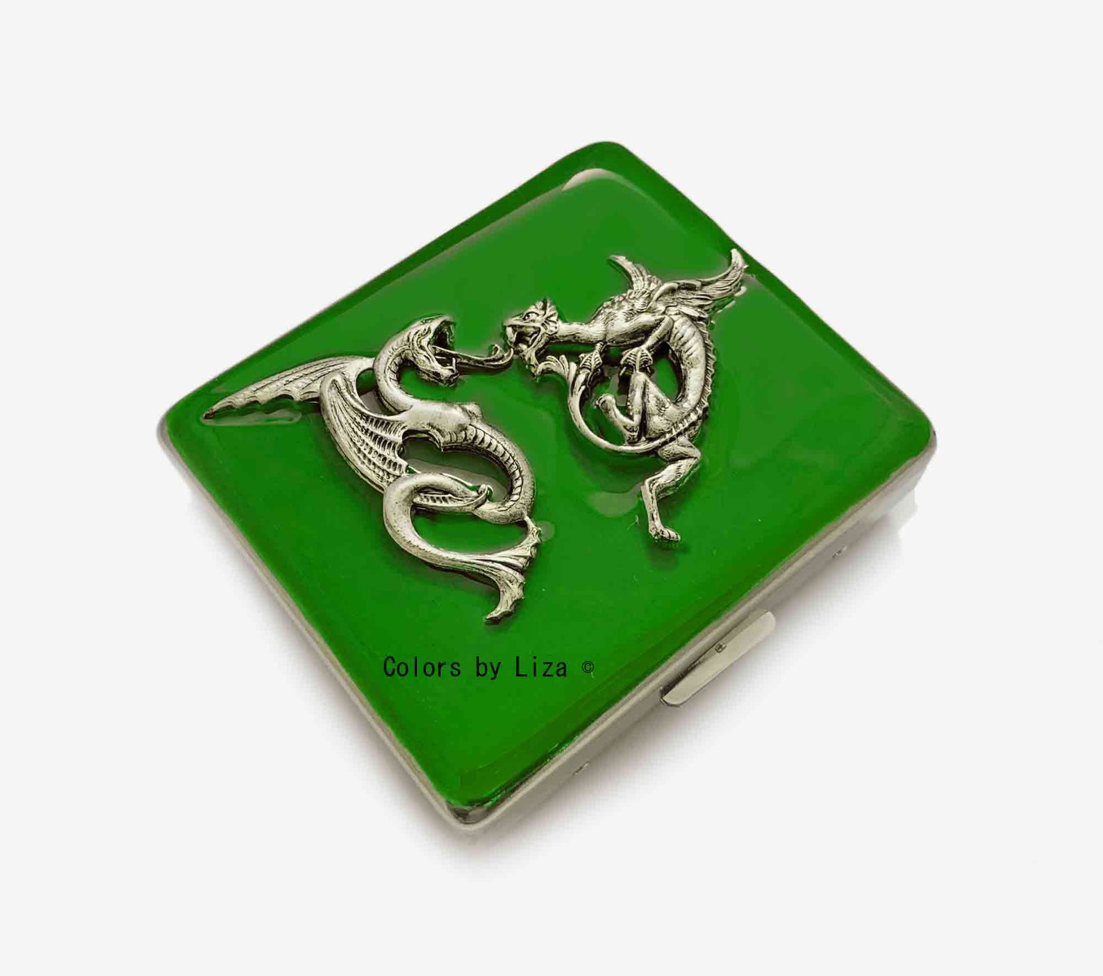 Antique Gold Dragons Pill Box in Hand Cobalt Blue with Gold Etsy