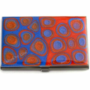Pintado a mano caso tarjetas esmalte naranja y azul Mod inspirado con opciones personalizadas