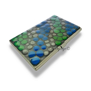 Estojo de cartão pintado à mão em cinza cobalto e verde limão esmalte estilo vintage mod design personalizado e opções de cores personalizadas