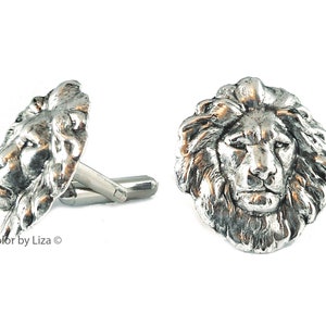 Antique Gold Lion Head Cufflinks Art Deco Leo Design with Tie Clip and Tie Pin Set Options image 8