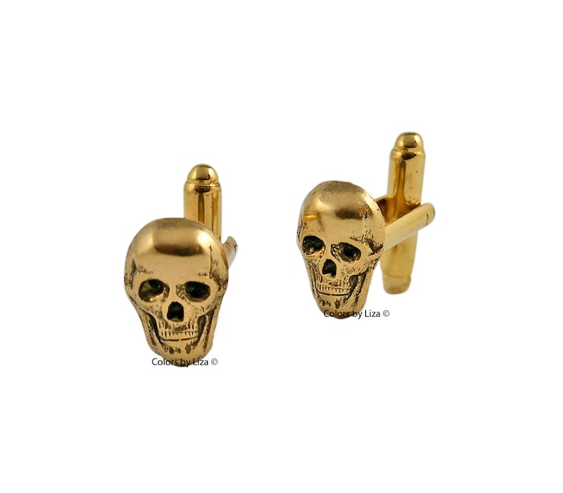 Skull Tie Clip Antique Gold Inlaid in Hand Painted Ultra Violet Opaque Enamel with Color Option