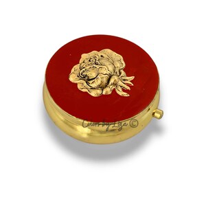 Hand Painted Rose Pill Box: Art Nouveau Enamel, Personalized Option