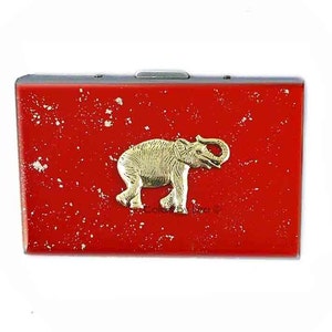 Carpeta acordeón con organizador elefante con incrustaciones de esmalte rojo con plata colores Splash personalizados y opciones personalizadas de pintado a mano