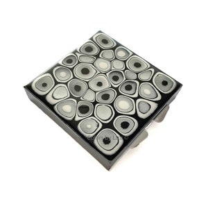 Hand Painted Enamel Pill Box: Black and White Mod Design, Personalized