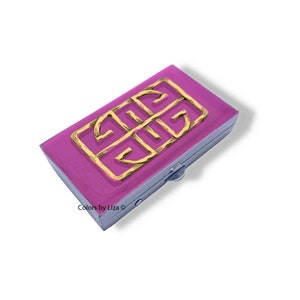 Hand Painted Art Deco Pill Box: Pink Enamel, Personalized Option