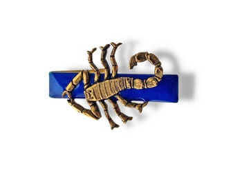 Scorpion Tie Clip Antique Gold Plated Art Deco Zodiac Inspired Scorpio Sign with Tie Pin Set Option