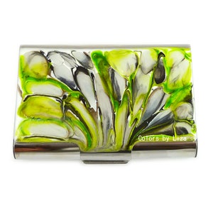 Tarjetero grande Chartreues con diseño inspirado en cuarzo pintado a mano en blanco y negro con colores personalizados y opciones personalizadas