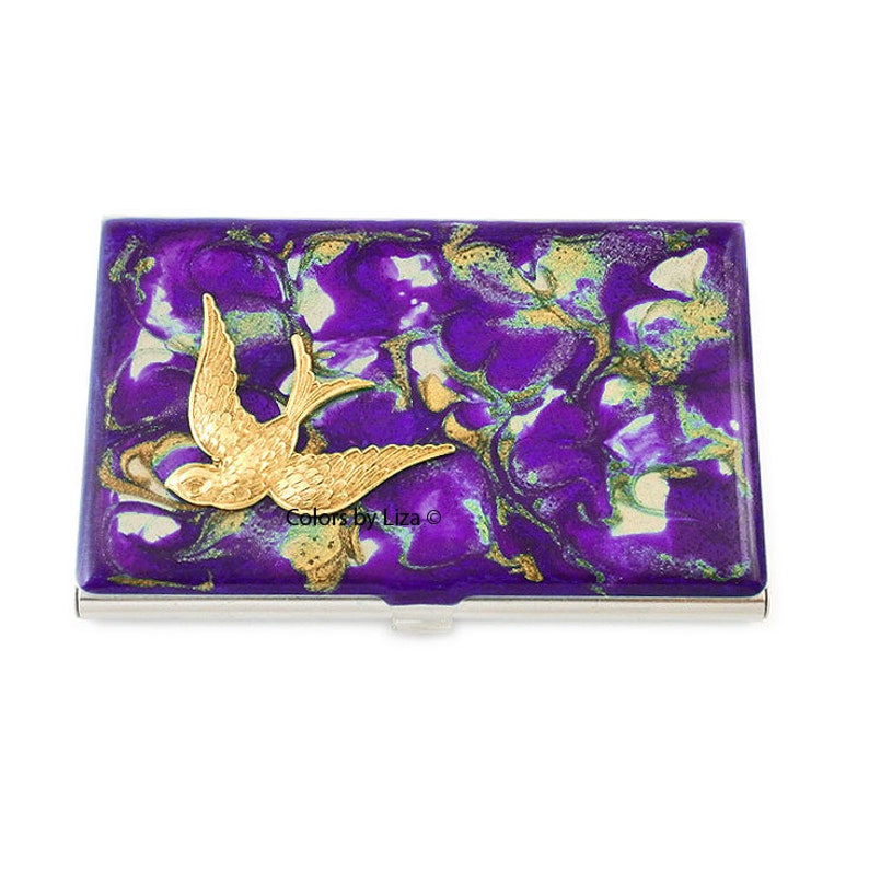 Art Nouveau Bird Inlaid in New color Hand Enamel Purple Painted Des Limited price Quartz