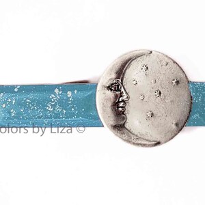 Celestial Moon Tie Clip: Hand Painted Enamel Art Nouveau Style