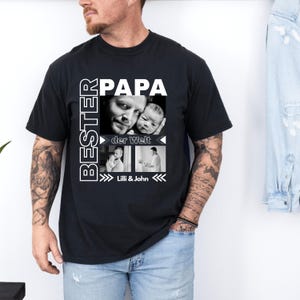Bester Papa Shirt Geschenk Vatertag mit Foto – Papa T-Shirt – Geschenk zum Geburtstag  Papa Shirt mit Bild personalisiert