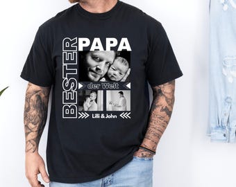 Bester Papa Shirt Geschenk Vatertag mit Foto – Papa T-Shirt – Geschenk zum Geburtstag Papa Shirt mit Bild personalisiert