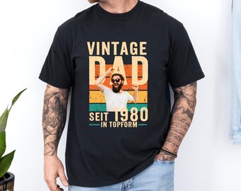 Vintage Dad Foto Shirt für Papa Vatertag Geschenk – lustiges Papa T-Shirt – Geschenk zum Geburtstag – Papa Shirt mit Bild personalisiert