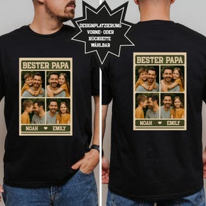 Bester Vater Foto Shirt Vintage Stil für Papa Vatertag Geschenk mit Foto Papa T シャツ zum Geburtstag Papa Shirt mit Bild Personalisiert