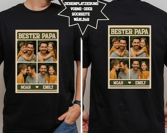 Bester Vater Foto Shirt Vintage Stil für Papa Vatertag Geschenk mit Foto  Papa T-Shirt  zum Geburtstag Papa Shirt mit Bild personalisiert