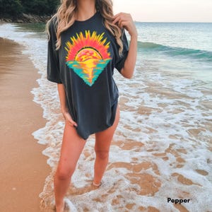 Coconut Girl Sunset Oversized t-shirt Comfort Colors summer vacation beach shirt Salty Mermaidcore tee for surfer Summer vibes surf tee