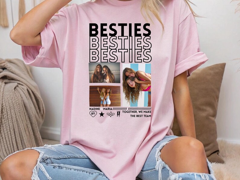 Personalisiertes Beste Freundin Geschenk T-Shirt mit Foto Freundschaft T-Shirt Freundin Beste Schwester Geschenkidee Beste Freundin Shirt image 4