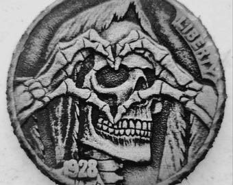 4 Pack Laser Engraved Slate Coaster Skeleton Love 4" X 4" Round