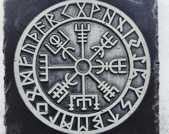 4 Pack engraved Viking Rune 4X4 slate coaster