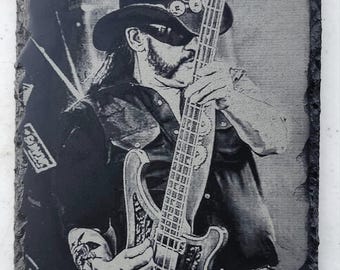 Laser Engraved Slate wall hanging Lemmy 7" X 12"