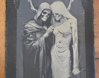 Engraved Slate wall hanging Latin Til Death Do Us Part