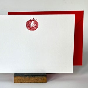 Cartes de correspondance tomate - papeterie typographique - lot de 8 - cadeau prêt avec noeud - papier de coton épais - jardinier de jardin - marché de producteurs