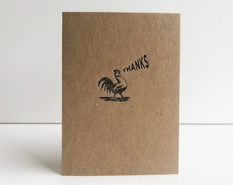 Rooster Thank You Cards - Chicken Notes- Country Wedding, Farm Chic - Letterpress on Chipboard - Rustic and Simple