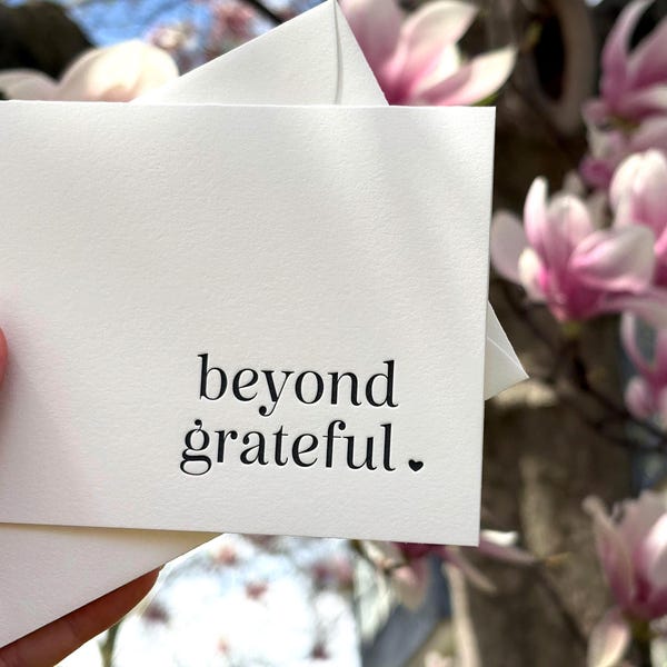 Tarjetas de agradecimiento sencillas para bodas o uso diario - Más allá de la gratitud - Impresión tipográfica