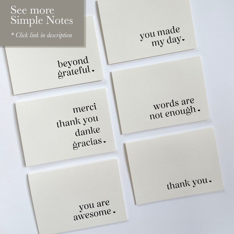 Unique Letterpress Thank You Card Beyond Grateful Gratitude Pink or Black and White Boxed Set of Six image 8