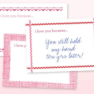 I LOVE YOU card, I love you because, sweet valentine, cute valentine card Letterpress Valentine card set of six cards image 3