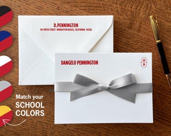 Personalized College Graduation Gift for Him - Letterpress Stationery for Graduate - Scarlet Red School Colors