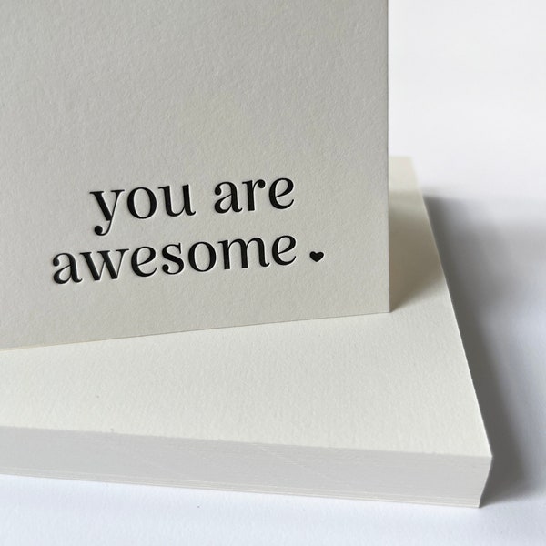 Awesome Letterpress Thank You Card - You are awesome - Simple Black and White - Boxed Set of Six - Letterpress Handmade